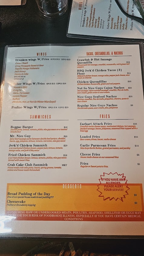 Nice Guys Nola Restaurant Menu | Wings, Burgers & Creole Flavors in New ...